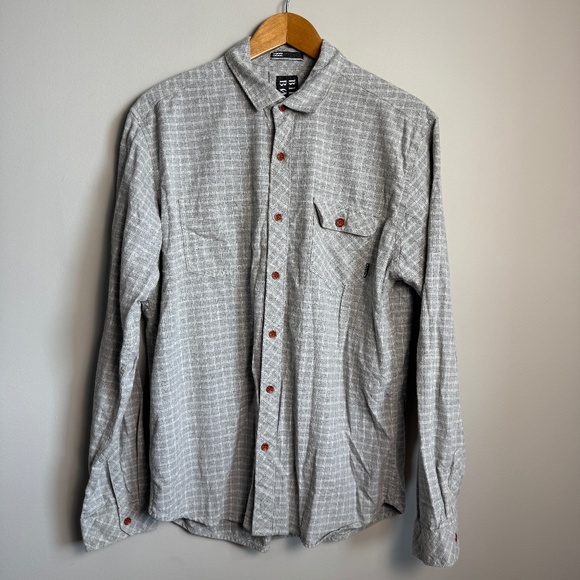 Billabong Men's Light Flannel Cotton Button Up Long‎ Sleeve Shirt Gray Large - Picture 1 of 15